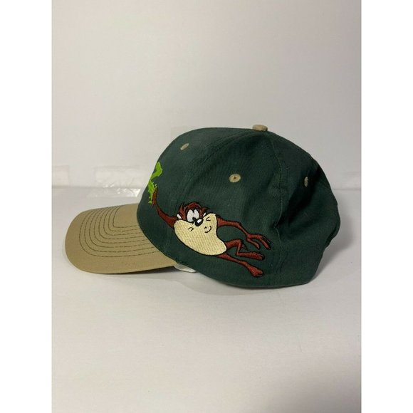 1995 Vintage Taz Looney Tunes Snapback Hat Green/Tan Warner Bros - Picture 2 of 6